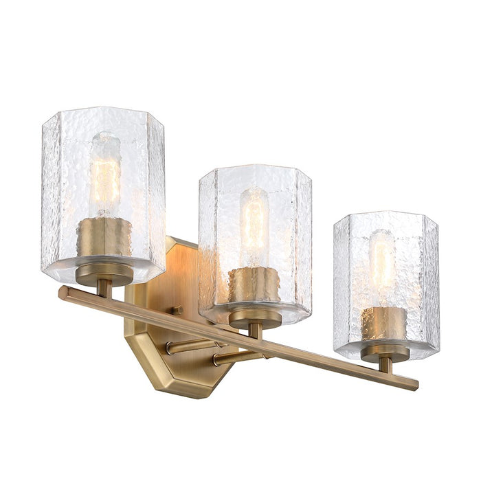 Designers Fountain Haven 3 Light Vanity, Brass/Clear Rippled