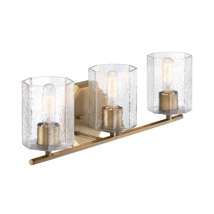 Designers Fountain Haven 3 Light Vanity, Brass/Clear Rippled