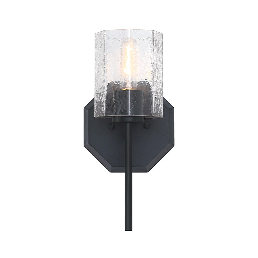 Designers Fountain Haven 1 Light Wall Sconce, Black/Clear Rippled - D309M-WS-MB