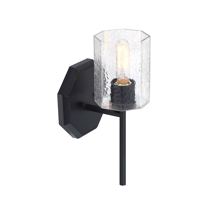 Designers Fountain Haven 1 Light Wall Sconce, Black/Clear Rippled