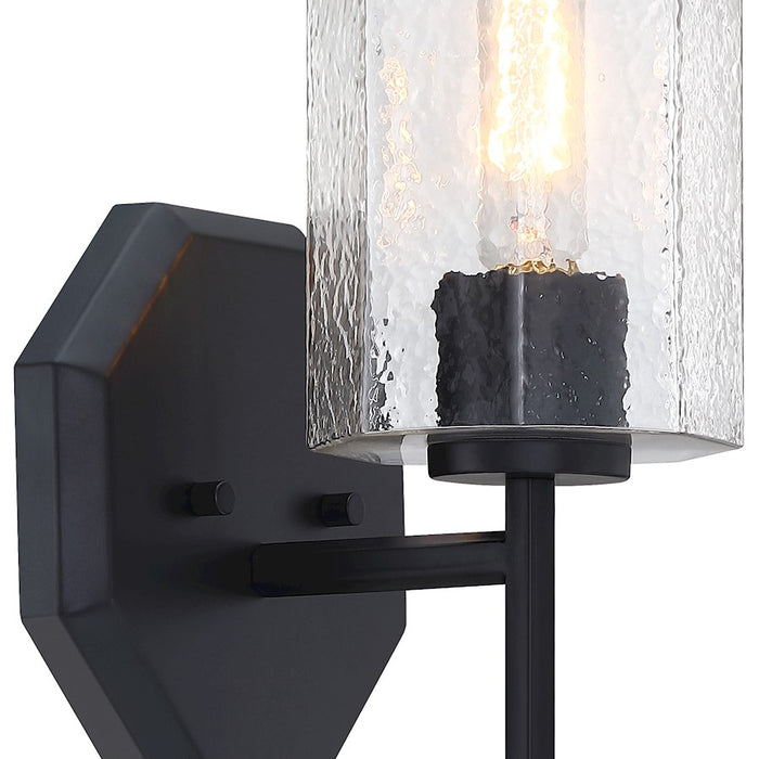 Designers Fountain Haven 1 Light Wall Sconce, Black/Clear Rippled