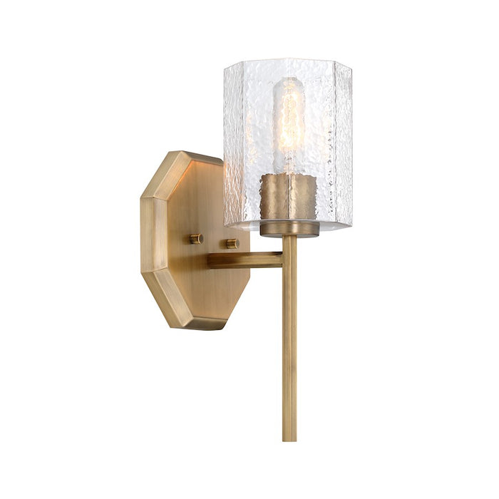 Designers Fountain Haven 1 Light Wall Sconce, Brass/Clear Rippled