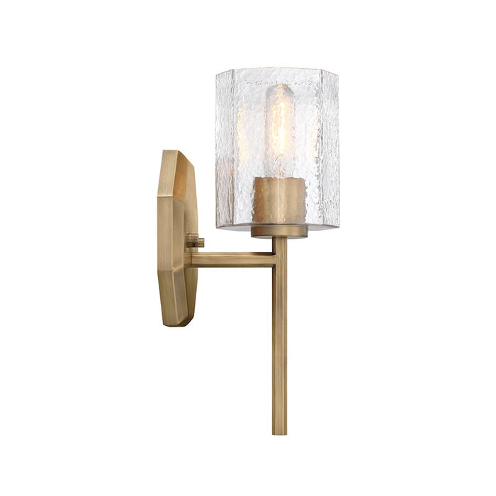 Designers Fountain Haven 1 Light Wall Sconce, Brass/Clear Rippled