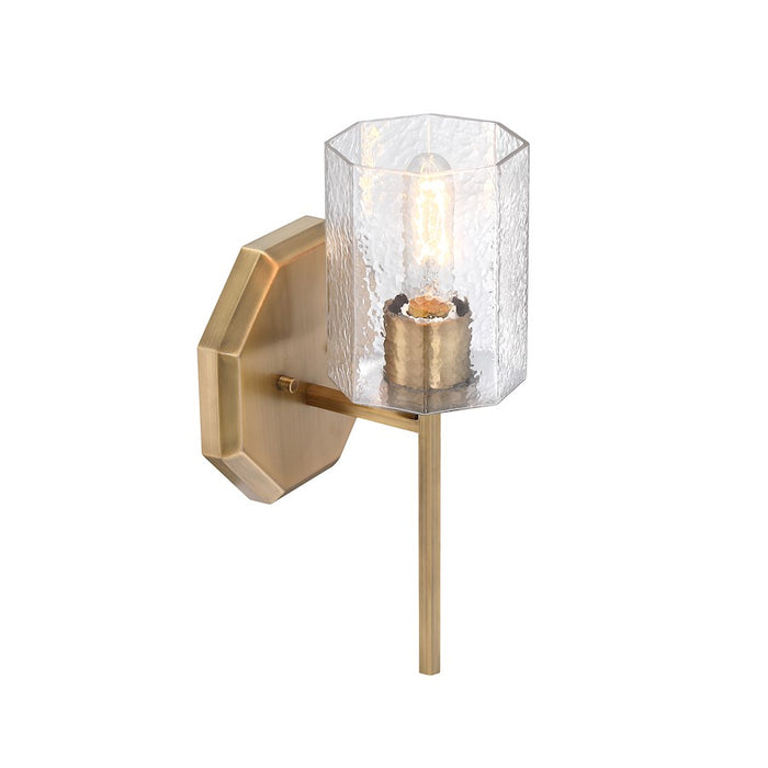 Designers Fountain Haven 1 Light Wall Sconce, Brass/Clear Rippled