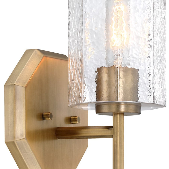 Designers Fountain Haven 1 Light Wall Sconce, Brass/Clear Rippled