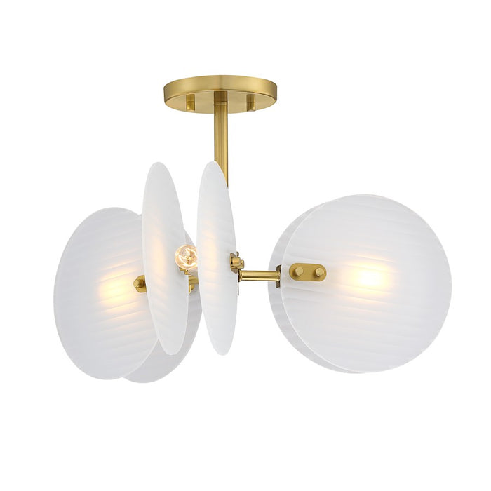 Designers Fountain Sky Fall 3 Light Semi Flush, Gold/Etched Fluted