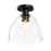 Designers Fountain Indigo 1 Light Semi Flush Mount, Black/Clear