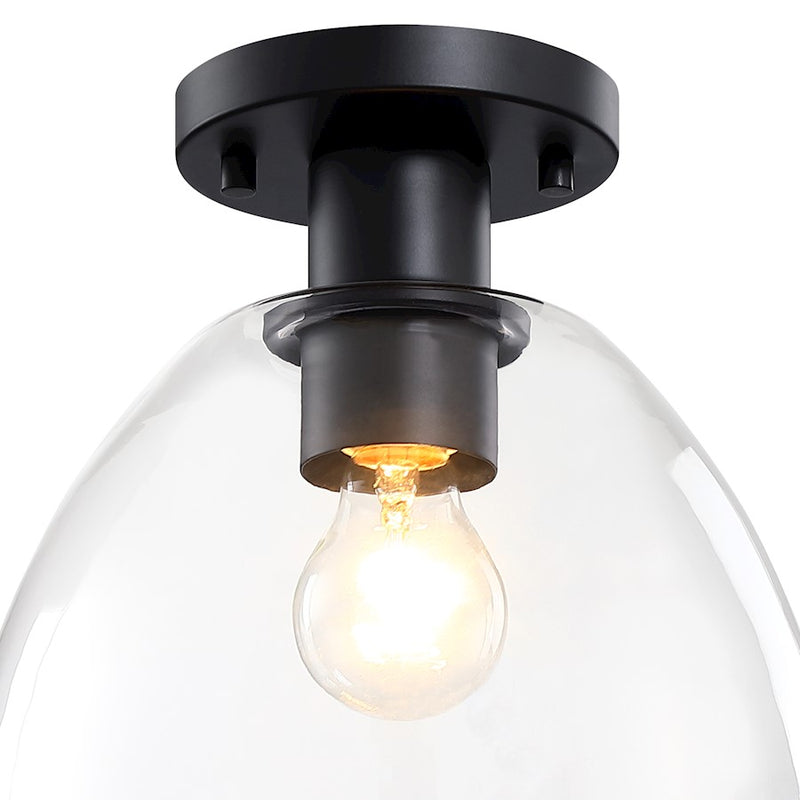 Designers Fountain Indigo 1 Light Semi Flush Mount, Black/Clear