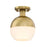 Designers Fountain Linden 1 Light Semi Flush, Gold/Etched Opal