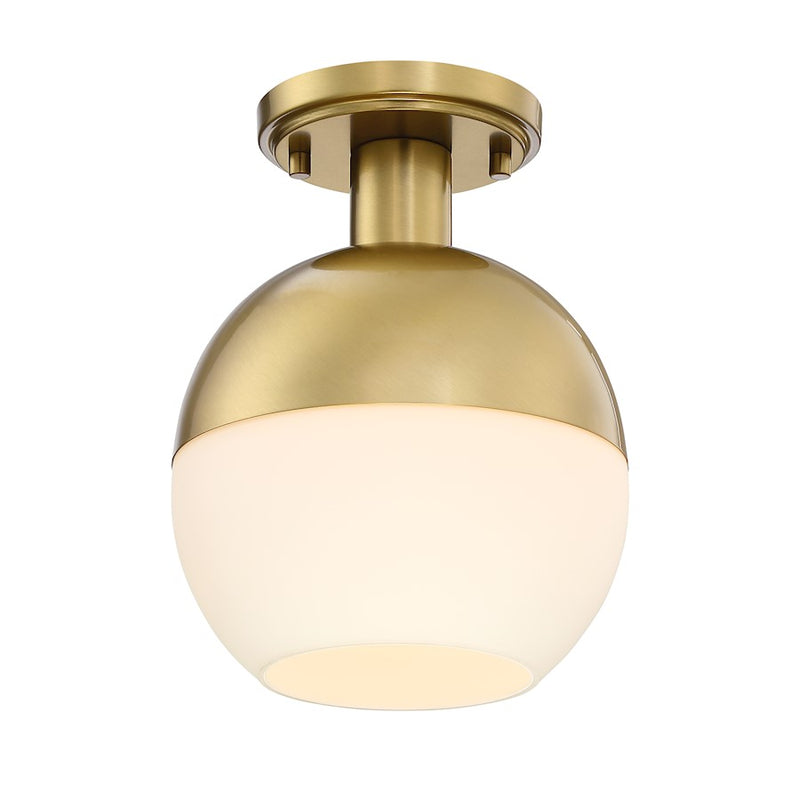 Designers Fountain Linden 1 Light Semi Flush, Gold/Etched Opal