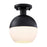 Designers Fountain Linden 1 Light Semi Flush, Black/Etched Opal