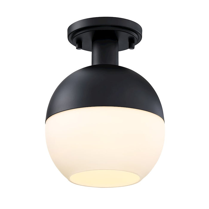 Designers Fountain Linden 1 Light Semi Flush, Black/Etched Opal