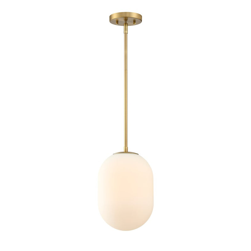 Designers Fountain Noor 1 Light Pendant, Brushed Gold/Etched Opal