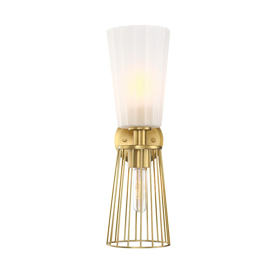 Designers Fountain Liana 2 Light Sconce, Gold/Etched/Wire Cage - D328M-2WS-BG