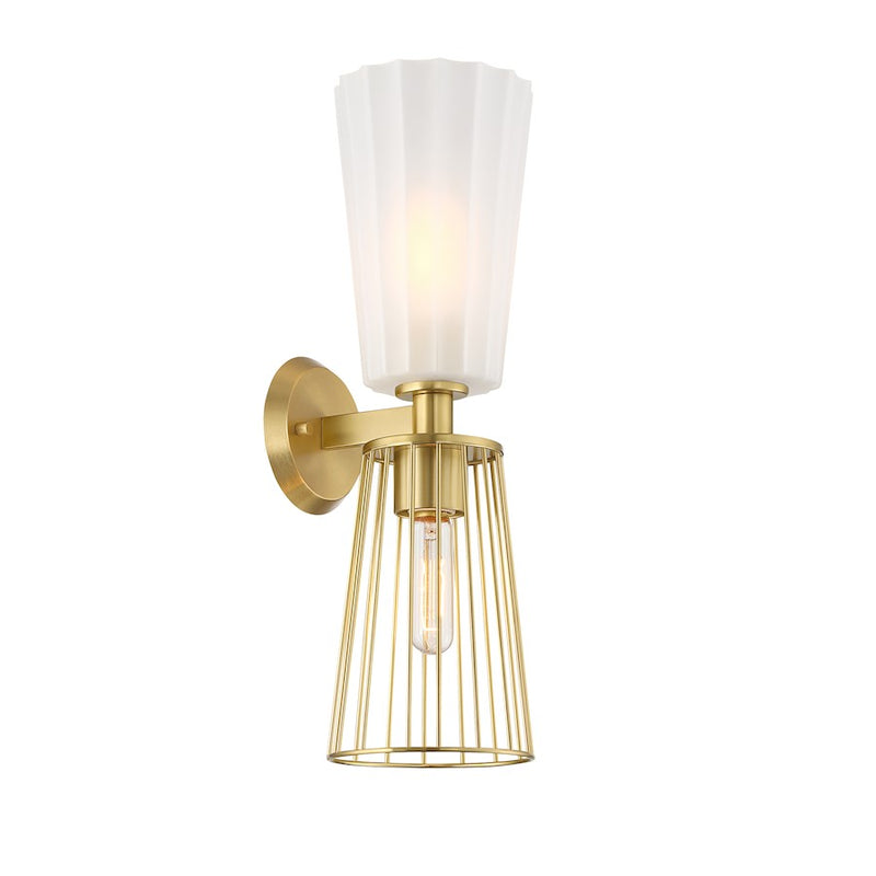 Designers Fountain Liana 2 Light Sconce, Gold/Etched/Wire Cage