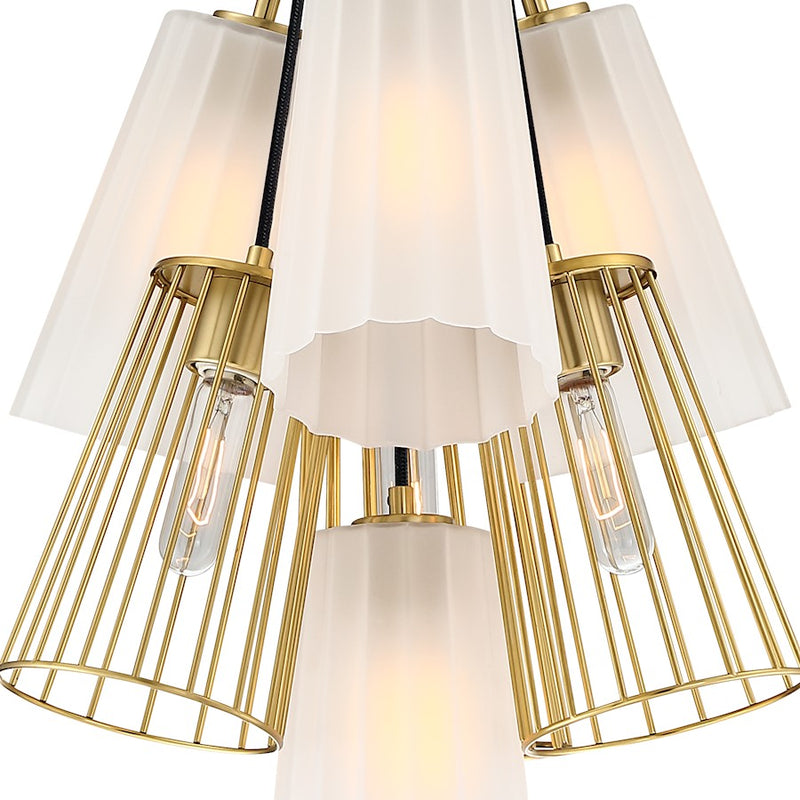 Designers Fountain Liana 7 Light Chandelier, Gold/Etched/Wire