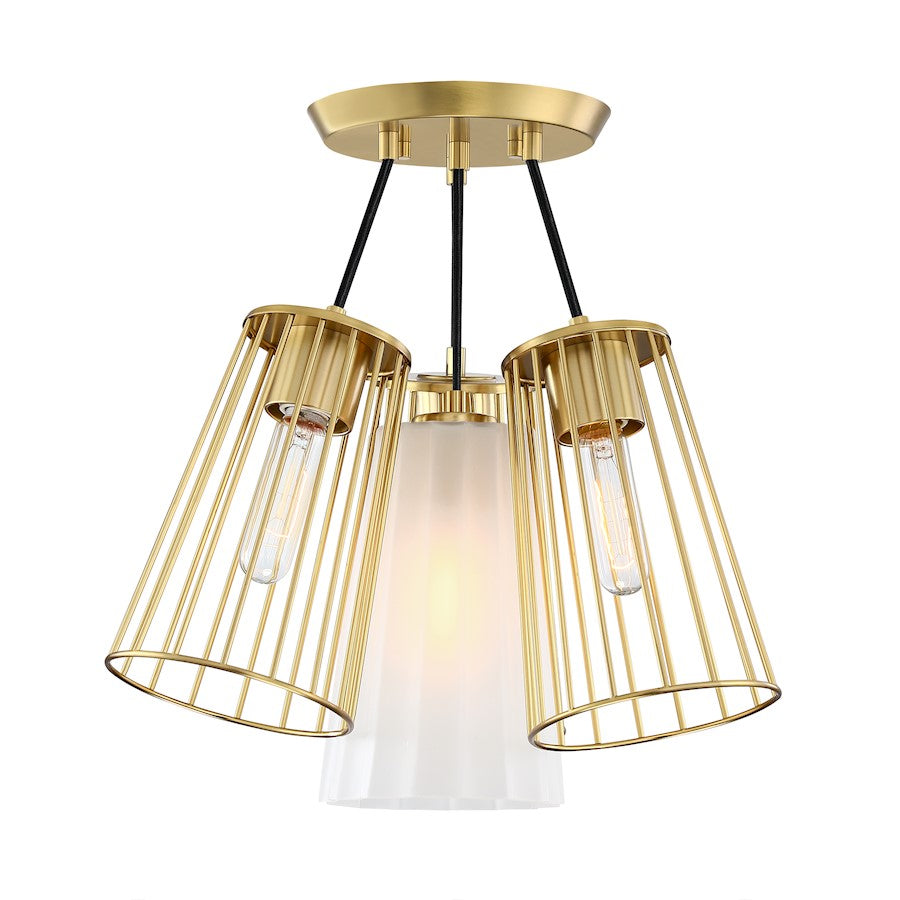 Designers Fountain Liana 4 Light Semi Flush, Gold/Etched/Wire Cage - D328M-SF-BG