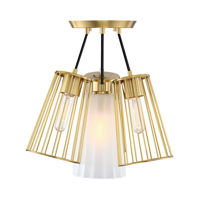 Designers Fountain Liana 4 Light Semi Flush, Gold/Etched/Wire Cage