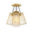 Designers Fountain Liana 4 Light Semi Flush, Gold/Etched/Wire Cage