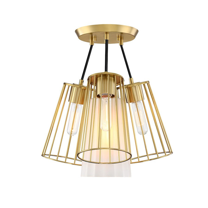 Designers Fountain Liana 4 Light Semi Flush, Gold/Etched/Wire Cage