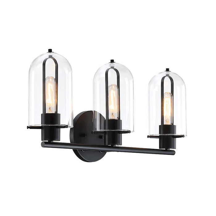 Designers Fountain Skylar 3 Light Vanity, Matte Black/Clear Glass