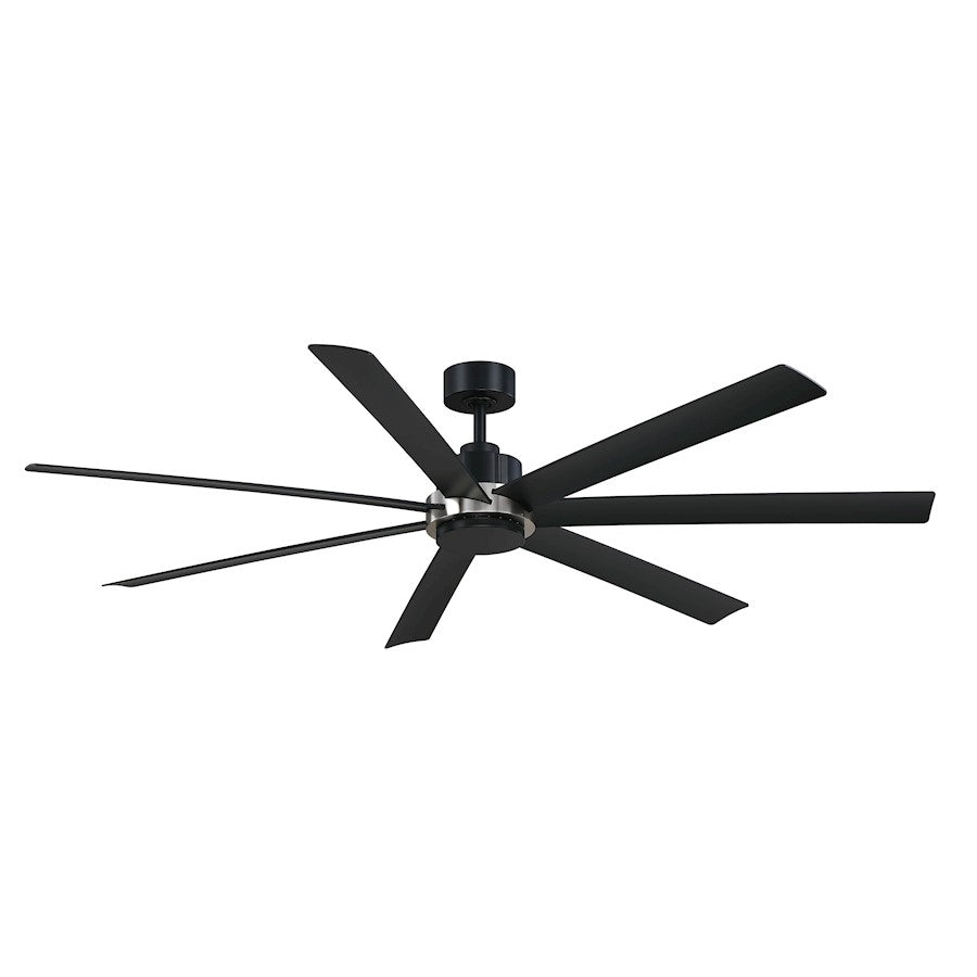 Fanimation Pendry 72" Ceiling Fan, Black/Nickel Accent Opal/Black - FPD6872BLBN