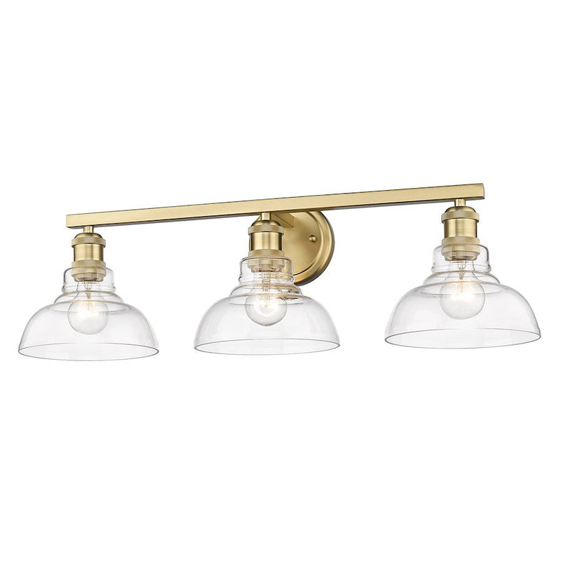 Golden Lighting Carver 3 Light Bath Vanity, Bronze/Clear