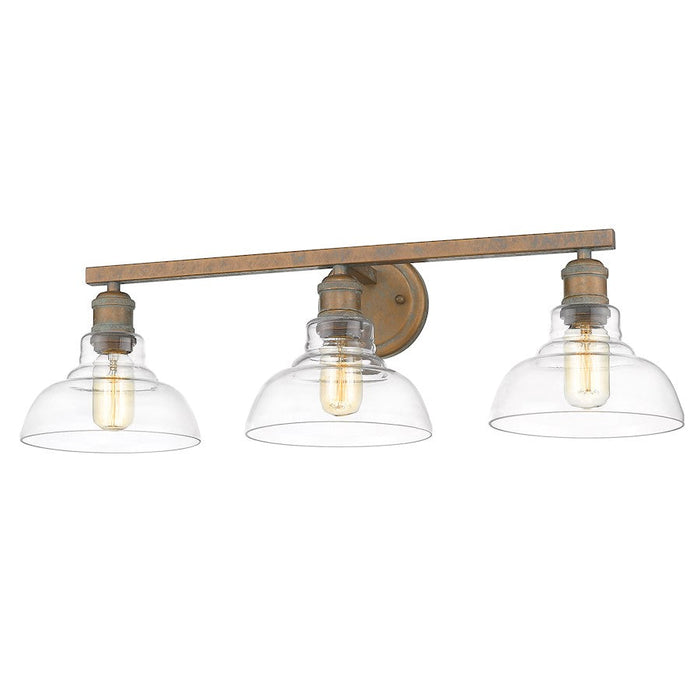 Golden Lighting Carver 3 Light Bath Vanity, Copper Patina/Clear - 0305-BA3CP-CLR