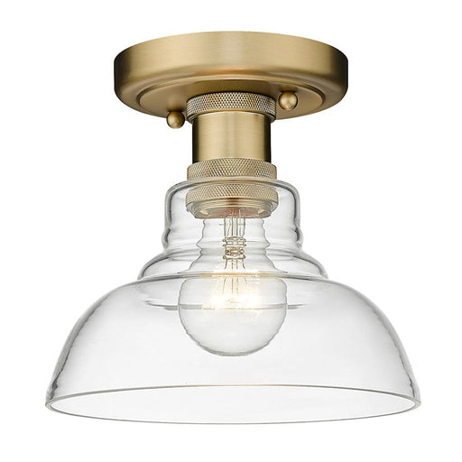 Golden Lighting Carver BCB 1 Light Flush Mount, Bronze/Clear - 0305-FMBCB-CLR