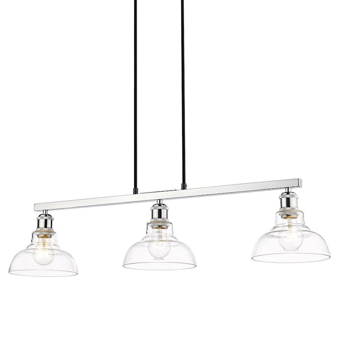 Golden Lighting Carver 3 Light Linear Pendant, Chrome/Clear - 0305-LPCH-CLR