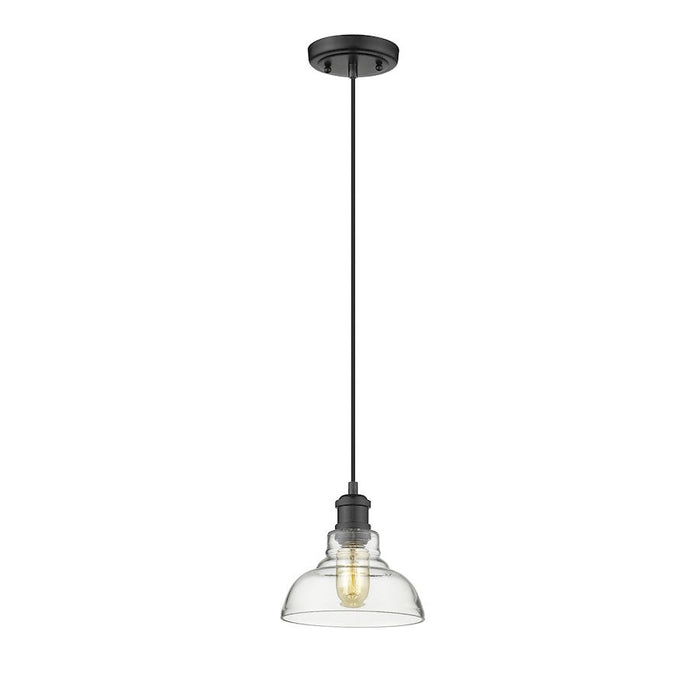 Golden Lighting Carver 1 Light Mini Pendant, Matte Black/Clear