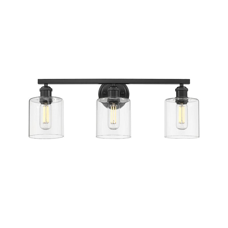 Golden Lighting Fisher 3 Light Bath Vanity, Matte Black/Clear