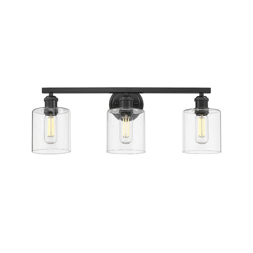 Golden Lighting Fisher 3 Light Bath Vanity, Matte Black/Clear