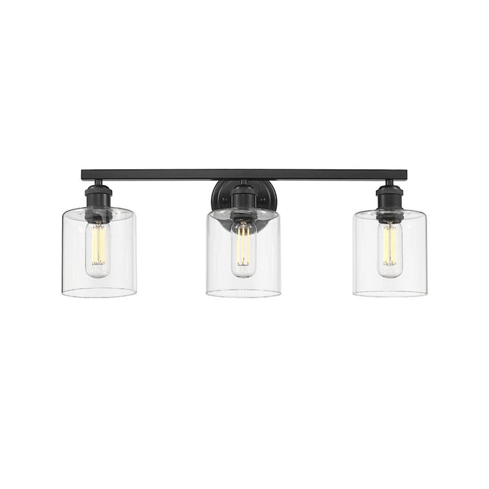 Golden Lighting Fisher 3 Light Bath Vanity, Matte Black/Clear