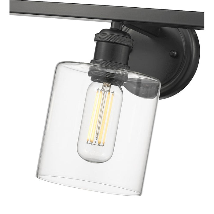 Golden Lighting Fisher 3 Light Bath Vanity, Matte Black/Clear