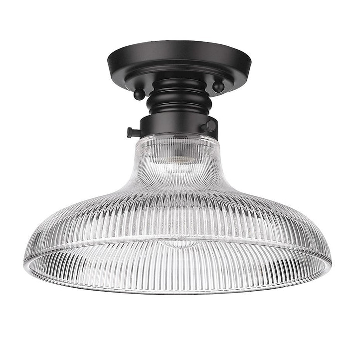 Golden Lighting Clary 1 Light 10" Flush, Black/Ribbed Optic