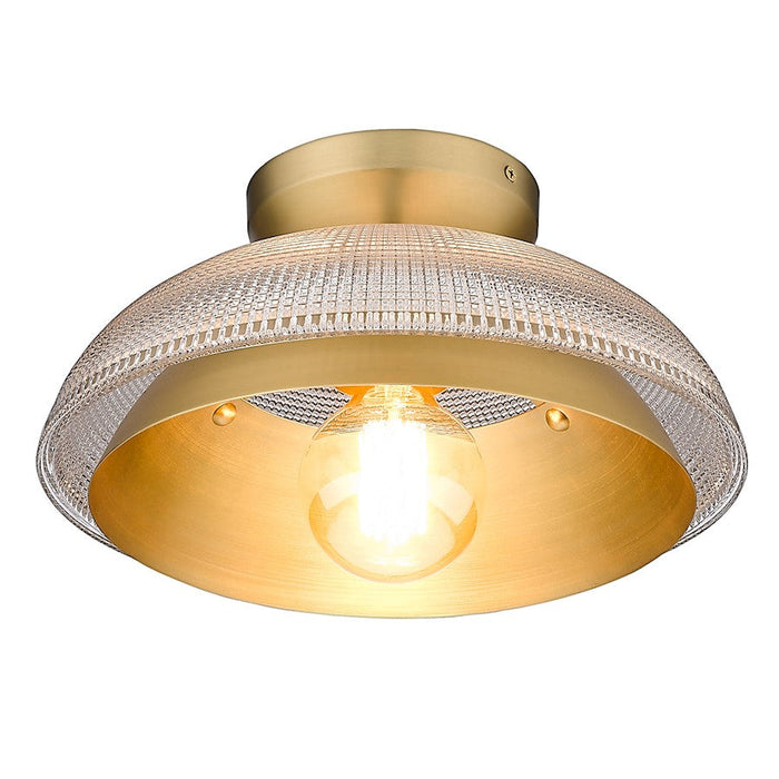 Golden Lighting Crawford 1 Light Flush, Bronze/Retro Prism