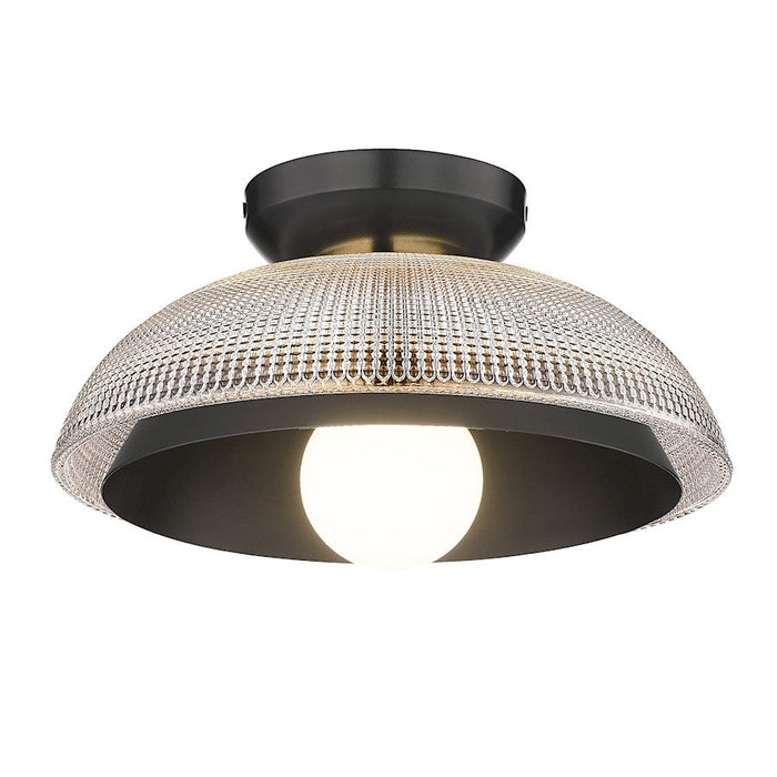 Golden Lighting Crawford Blk Flush Mount, Black/Retro Prism