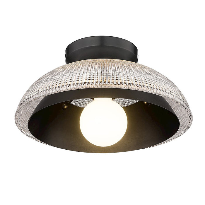 Golden Lighting Crawford Blk Flush Mount, Black/Retro Prism