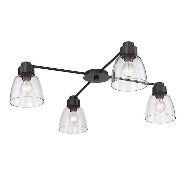 Golden Lighting Remy 4 Light Flush Mount, Matte Black/Clear