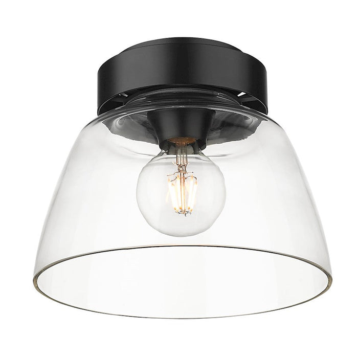 Golden Lighting Remy 1 Light 10" Flush, Matte Black/Clear