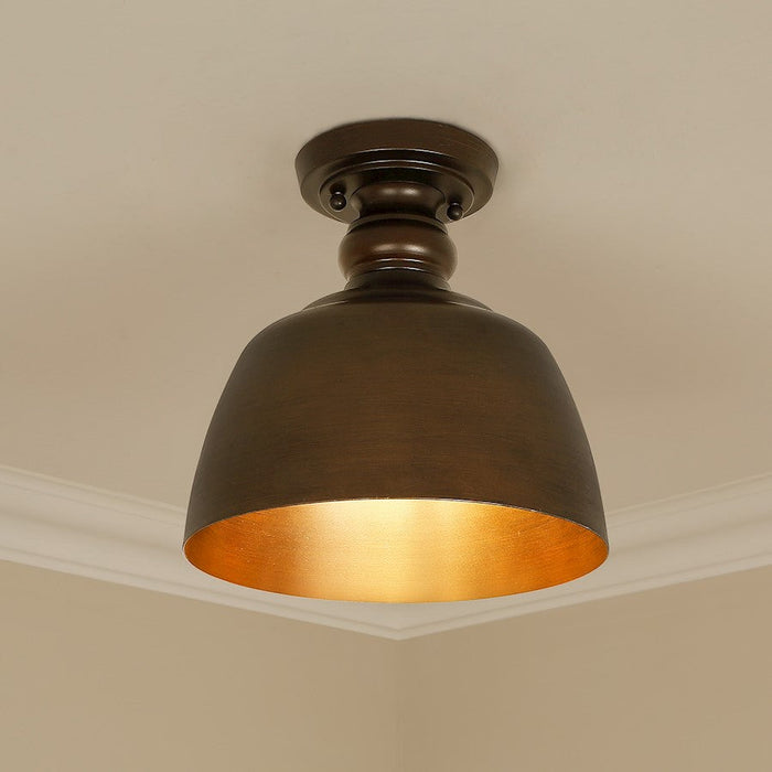 Golden Lighting Holmes 1 Light Flush Mount, Rubbed Bronze