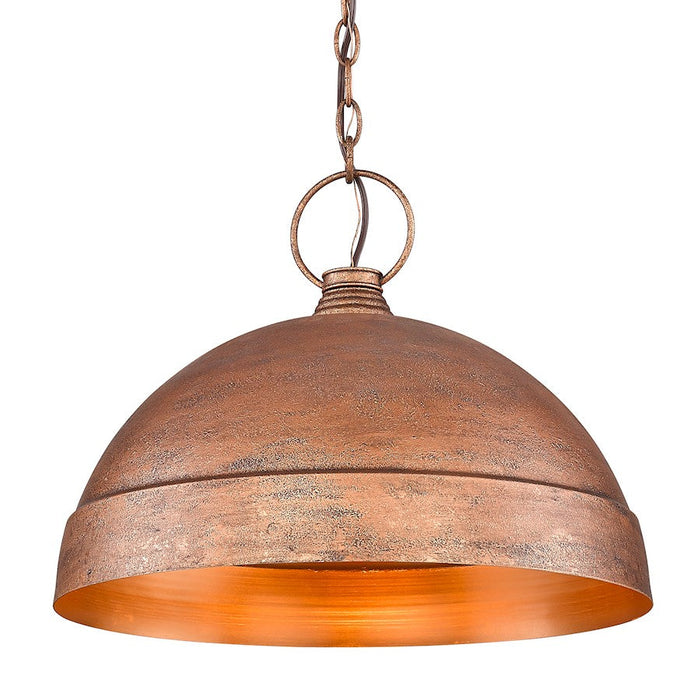 Golden Lighting Lincoln 1 Light Large Pendant, Vintage Copper