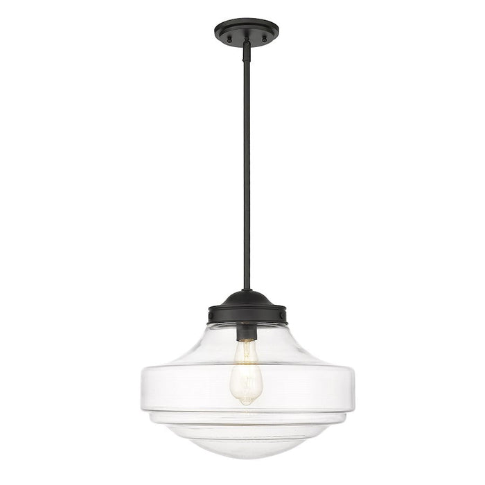 Golden Lighting Ingalls 1-Light Pendant, Matte Black/Clear