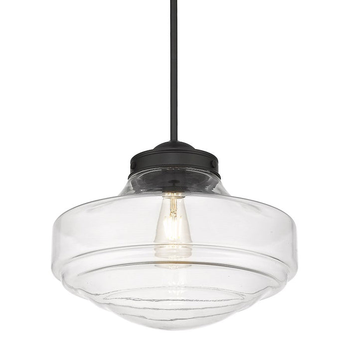 Golden Lighting Ingalls 1-Light Pendant, Matte Black/Clear