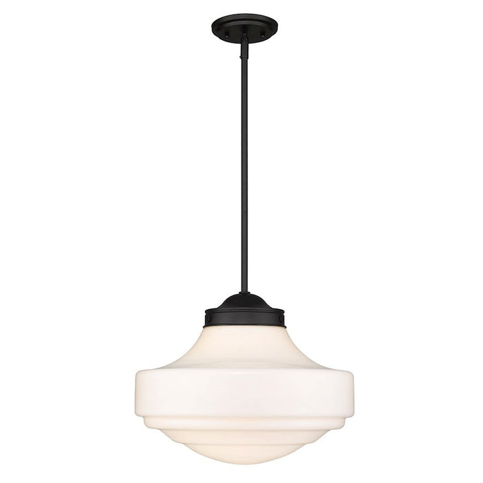 Golden Lighting Ingalls 1 Light Pendant, Black/Milk