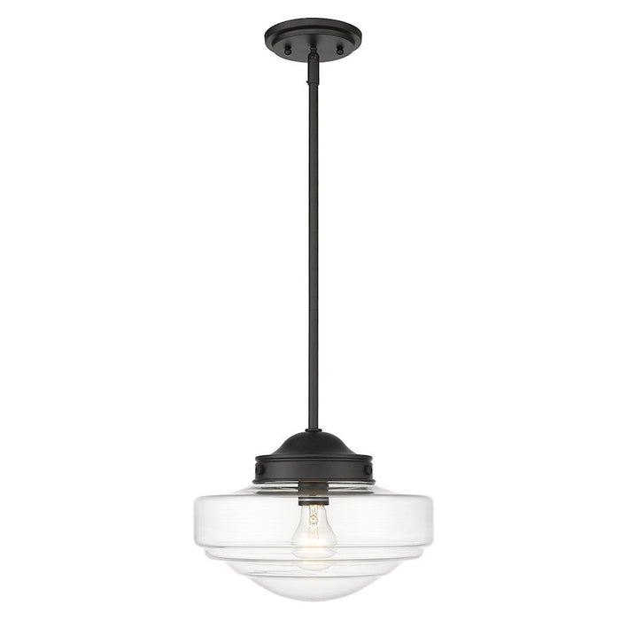 Golden Lighting Ingalls 1-Light Pendant, Matte Black/Clear