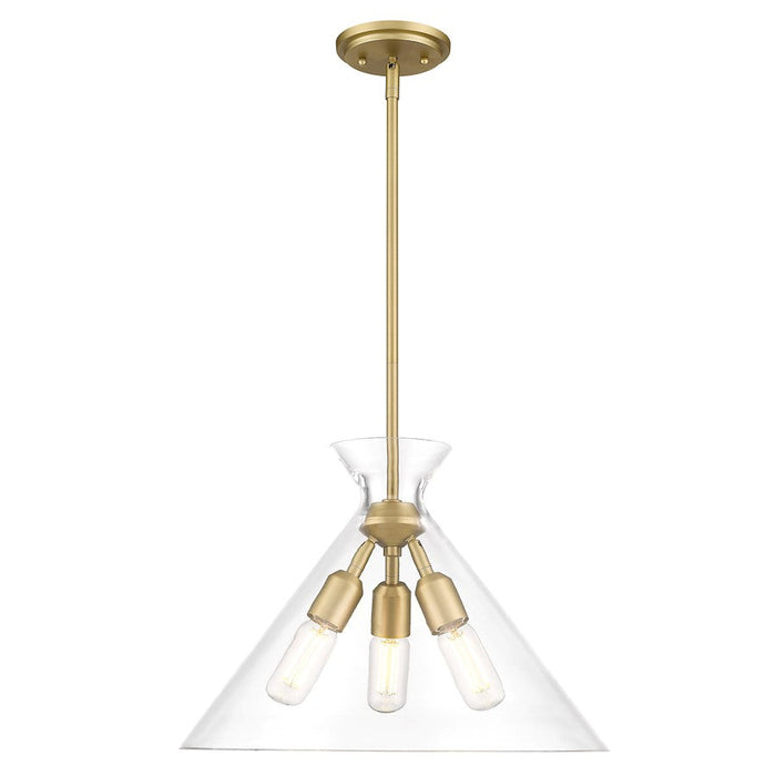 Golden Lighting Malta 3 Light Pendant, Clear