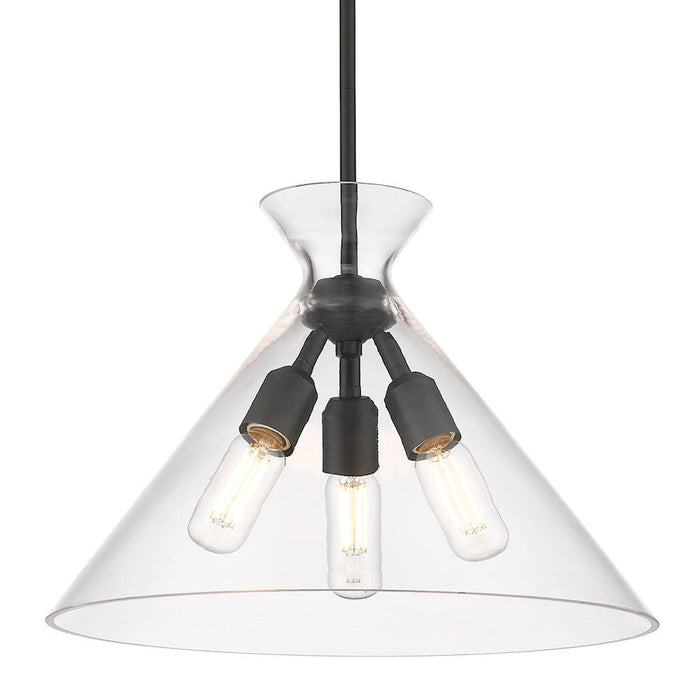 Golden Lighting Malta 3 Light Pendant, Matte Black/Clear Glass - 0511-3PBLK-CLR