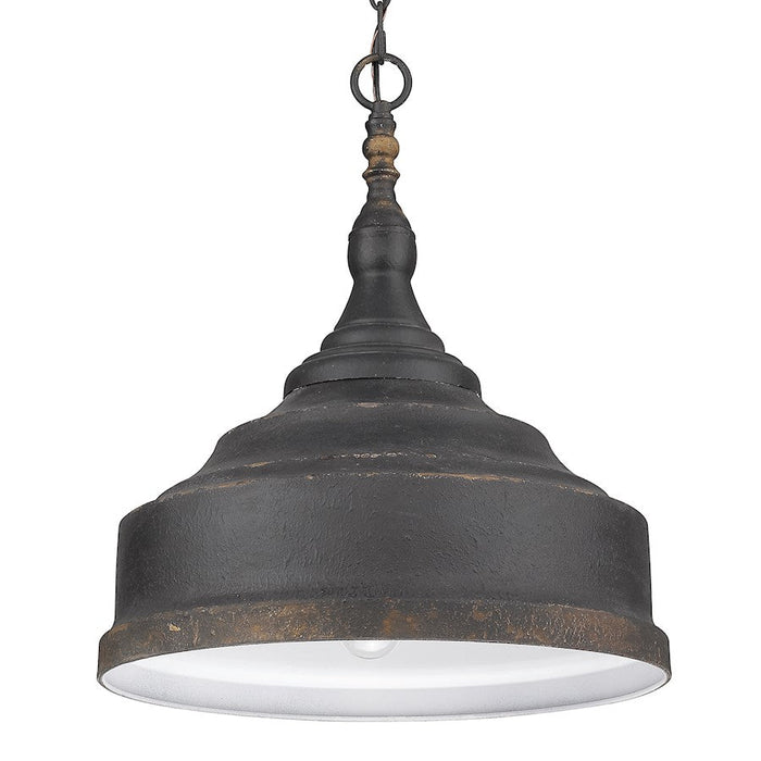 Golden Lighting Keating 3 Light Pendant, Antique Black Iron
